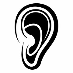 Obraz premium Vector black ear icon on white background.