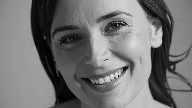 Professional female model displaying nuanced emotional depth, creating compelling monochrome headshot series in minimalist studio setting, revealing genuine facial expressions