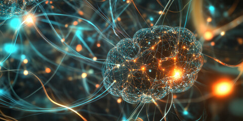 A futuristic AI-driven decentralized cloud storage system, displaying glowing cybernetic encrypted data transfer pathways, pulsating holographic multi-node security grids, and swirling