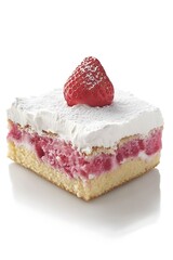 Delicious Strawberry Cake Slice with Whipped Cream