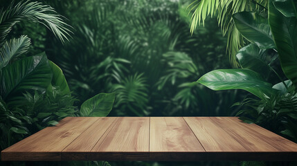 tropical forest with wooden floor