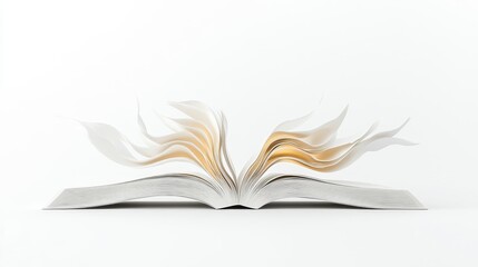 Fototapeta premium Open Book with Abstract Pages Appearing as Flames of Imagination