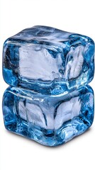 Fototapeta premium Three perfectly shaped ice cubes stacked together on a clean surface with beautiful reflections enhancing their clarity