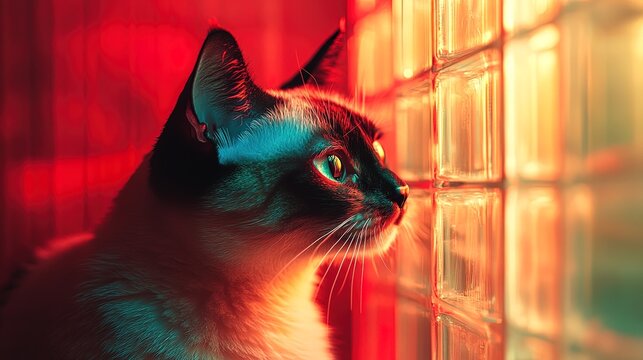 Visualization of dinger cat paradox with a cat in a quantum box, both alive and not, surreal style 