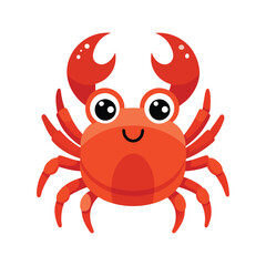 Vector illustration of cute flat crab Isolated on white Background
