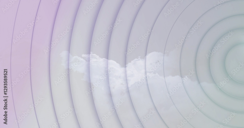Poster image of circles pulsating over clouds