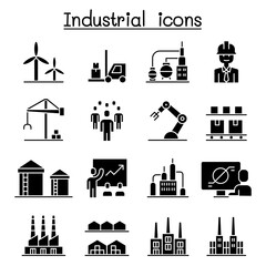 Industrial icon set in thin line style