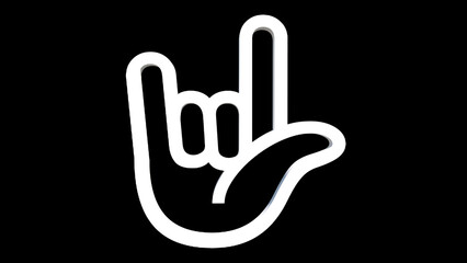 rock hand symbol vector icon 3D