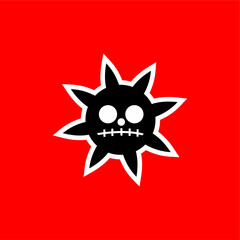 Edgy Spiked Skull Vector Sticker – Dark Grunge Pirate Emblem. Kid Pirates
