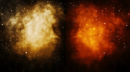 Obraz premium Abstract Gold and Orange Nebula Cosmic Dust Clouds