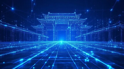 Fototapeta premium Forbidden City Immersed An Architectural Outline Of China s Historical Treasure In Vector Art Style