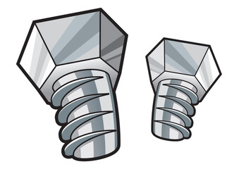 Set a screw in cartoon style