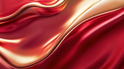 Obraz premium Abstract Red and Gold Draped Fabric Waves