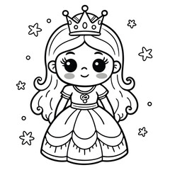 Cute Princess Coloring Page for Kids