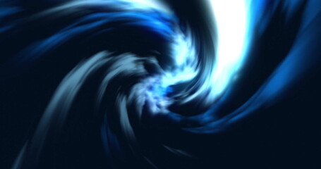 Image of bats flying and blue light trails spinning on black background