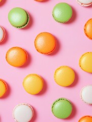 Obraz premium Colorful Macarons on Orange Background