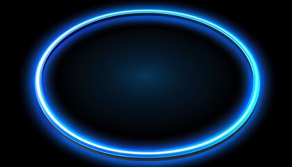 Obraz premium Glowing Blue Neon Circle on Black