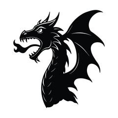 Black Dragon Silhouette - Mythical Beast Vector Art
