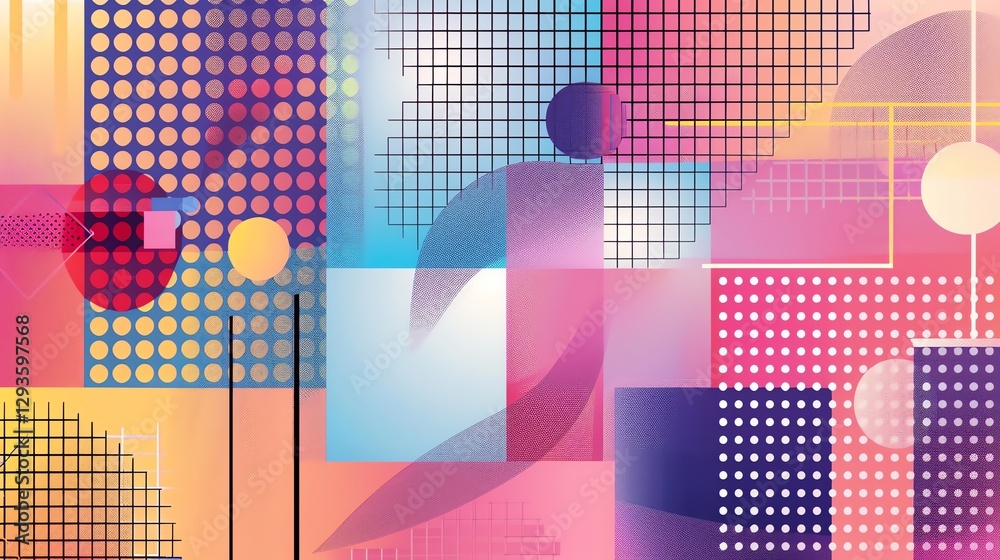 Sticker a colorful abstract background with geometric shapes.