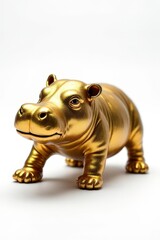 Fototapeta premium Handcrafted Gold Pygmy Hippopotamus Sculpture – Exquisite Artisan Figurine