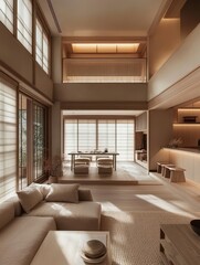 A Minimalist Living Room Showing Architecture and Cozy Decor