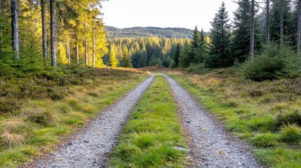 Fototapeta premium Forest Path Sunlight Autumn Landscape