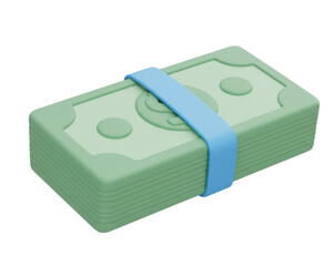 Bundle of dollar banknotes. Money stack in realistic cartoon style. Business and finance design element