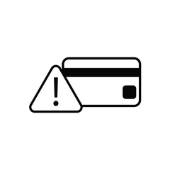 Credit bank card vector icon with exclamation mark