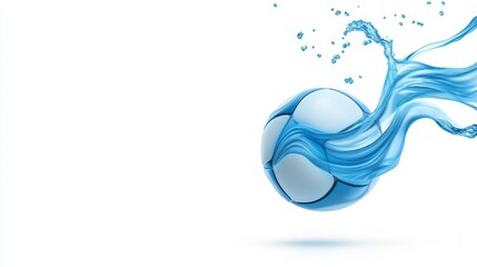 Dynamic Soccer Ball Surrounded by Splashing Water Element