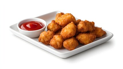 Crispy Chicken Nuggets Served with Ketchup