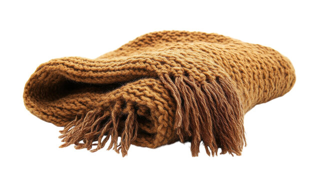 Soft knitted mustard blanket folded with fringe detail, perfect for cozy evenings at home - Powered by Adobe