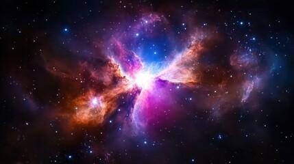 Fototapeta premium Colorful nebula bursts with light and energy amidst a field of stars in the vast expanse of space