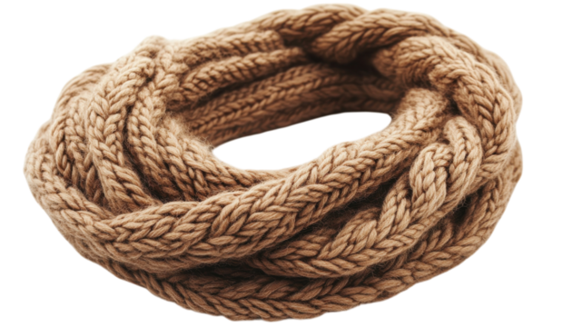 Cozy knitted scarf wrapped stylishly for winter fashion at a local boutique