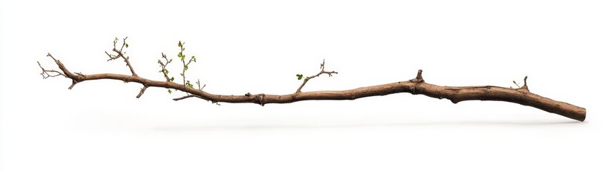 Dry Branch with Buds Isolated on White Background for Nature Themes