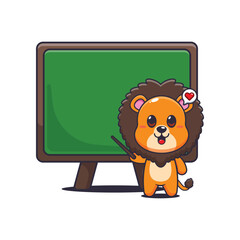 Lion cartoon vector illustration with blackboard