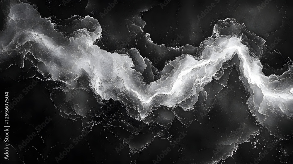 Poster a digital art piece depicting an abstract landscape. a river of light flows through a dark backgroun