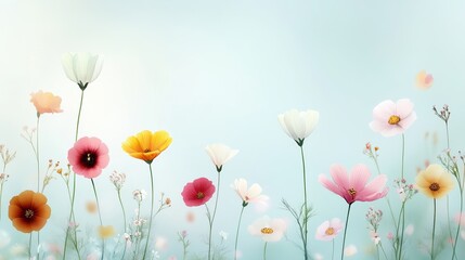Beautiful Floral Scene with Colorful Wildflowers on Soft Background