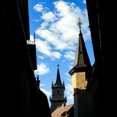 Obraz premium Sibiu's towers and clouds