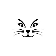 Female cat face. Simple minimalist vector drawing and illustration.