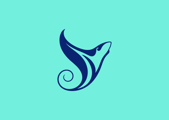 Elegant Manta Ray Logo – A gracefully moving manta ray, representing fluidity, oceanic beauty, and effortless motion.
