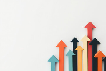 Growth graph with up arrow chart isolated on white background