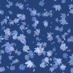 Wedge-shaped white leaves on a blue background, seamless mattern