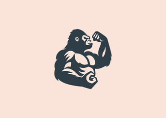 Powerful Gorilla Logo – A gorilla in a commanding pose, symbolizing immense strength, resilience, and leadership. © PULO