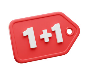 Fototapeta premium Red discount tag for sales and shopping online. Price percent emblem offer promotion isolated. 3d rendering.