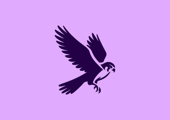 Falcon Silhouette Logo – A sharp and focused falcon in flight, representing speed, agility, and keen vision.