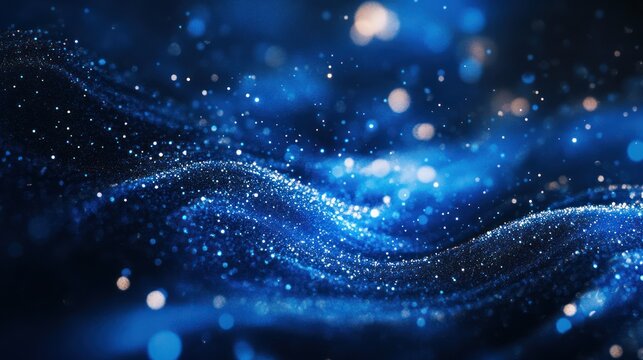 Abstract digital blue particles waves background