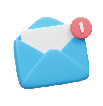3d unread mail icon. Concept of mail, new message, notification or envelope. 3d high quality render isolated