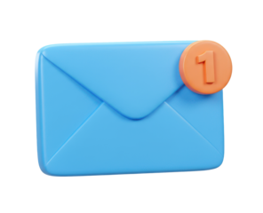 3d unread mail icon. Concept of mail, new message, notification or envelope. 3d high quality render isolated