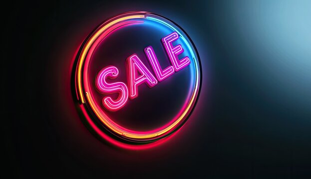 Neon Sale Sign on Dark Background (2)