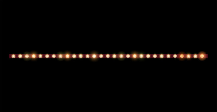 Retro LED strip light design with circus style lights.